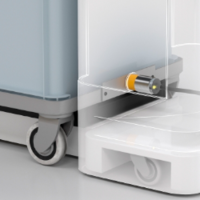 Inductive safety sensors detect the presence of the trolleys.